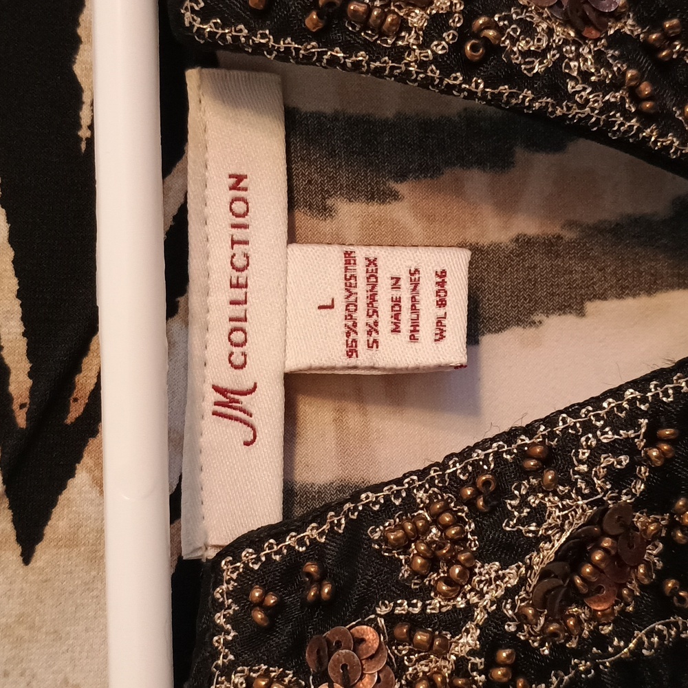 Woman's JM Collection Black and Tan Zebra Print Tunic, Size Large - Picture 3 of 7